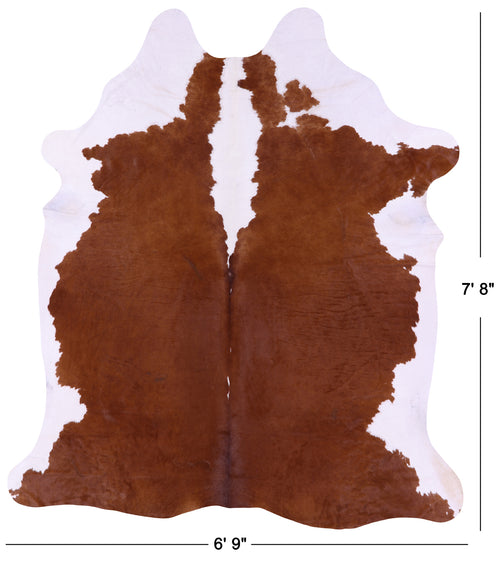 Brown & White Natural Cowhide Rug - XX-Large 7' 8