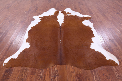 Brown & White Natural Cowhide Rug - XX-Large 7' 8