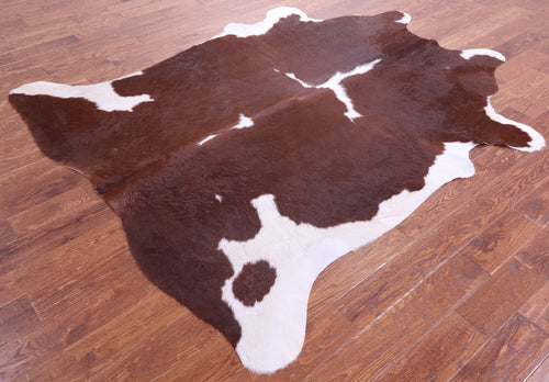 Brown & White Natural Cowhide Rug - XX-Large 7' 10