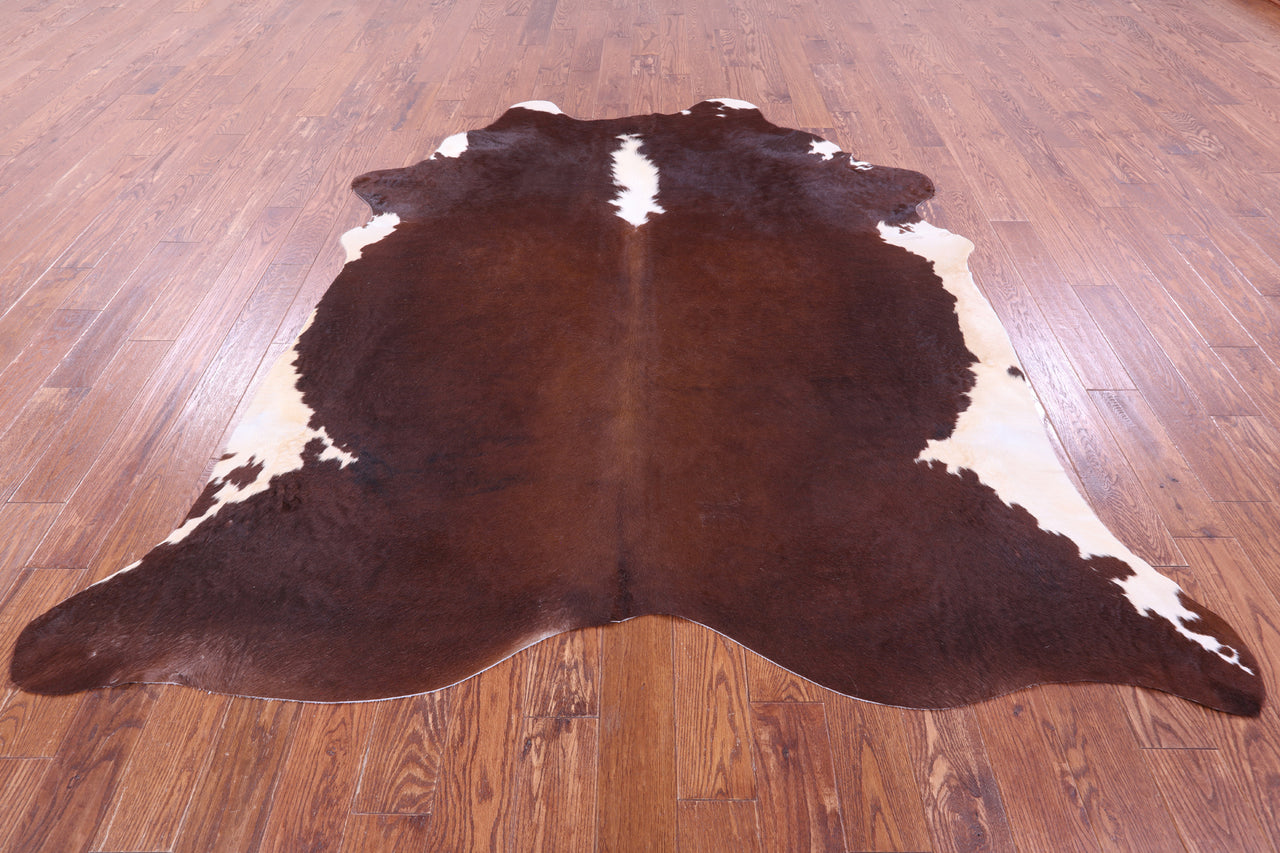 Brown & White Natural Cowhide Rug - XX-Large 8' 0"H x 7' 3"W