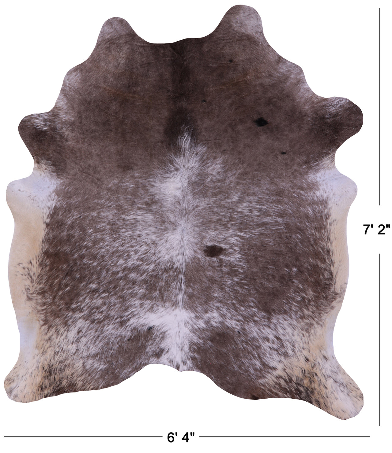 Grey & White Natural Cowhide Rug - X-Large 7' 2"H x 6' 4"W