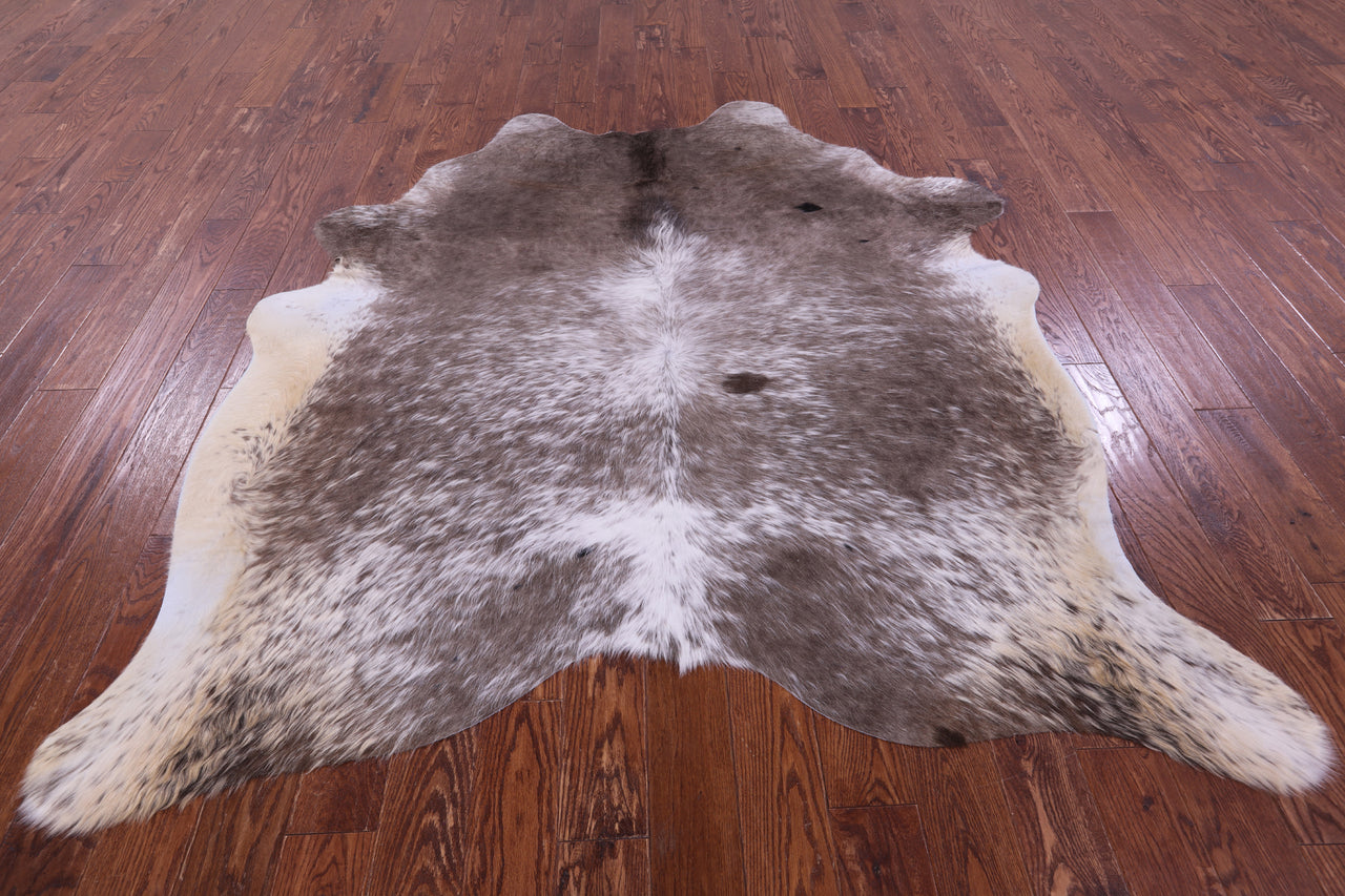 Grey & White Natural Cowhide Rug - X-Large 7' 2"H x 6' 4"W