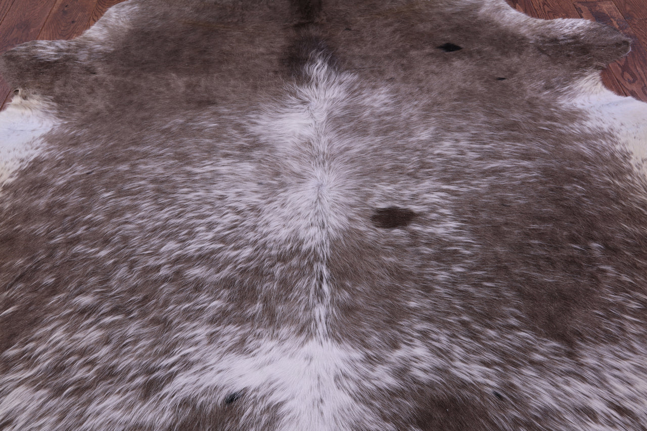 Grey & White Natural Cowhide Rug - X-Large 7' 2"H x 6' 4"W