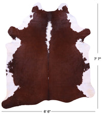 Thumbnail for Brown & White Natural Cowhide Rug - XX-Large 7' 7
