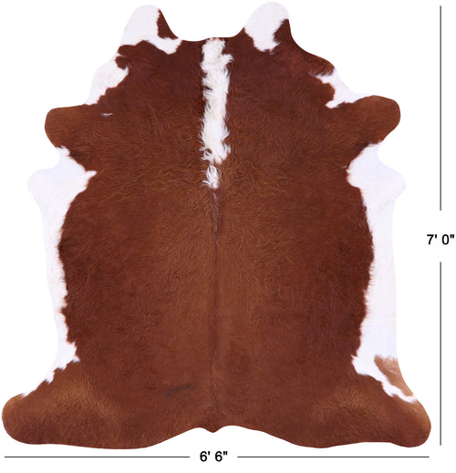 Brown & White Natural Cowhide Rug - X-Large 7' 0