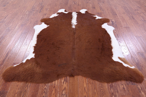 Brown & White Natural Cowhide Rug - X-Large 7' 0