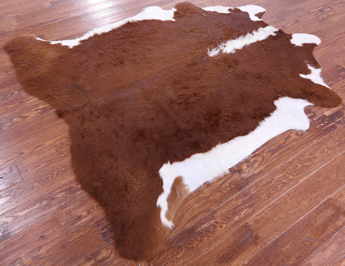 Brown & White Natural Cowhide Rug - X-Large 7' 0