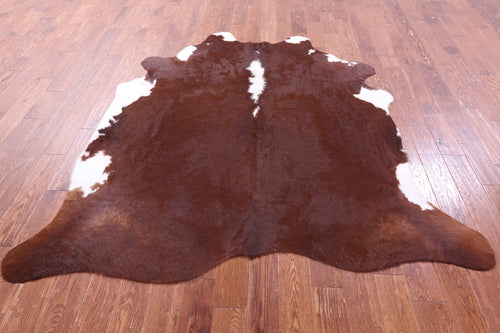 Brown & White Natural Cowhide Rug - X-Large 7' 2