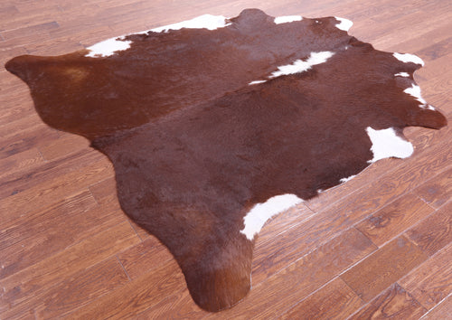 Brown & White Natural Cowhide Rug - X-Large 7' 2