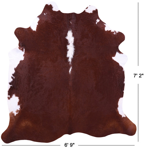 Brown & White Natural Cowhide Rug - X-Large 7' 2
