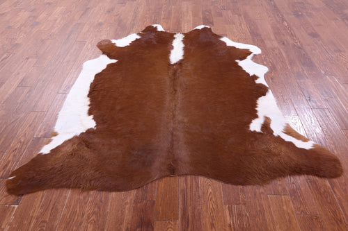 Brown & White Natural Cowhide Rug - X-Large 7' 0