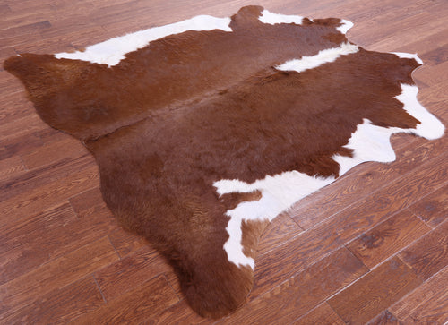 Brown & White Natural Cowhide Rug - X-Large 7' 0