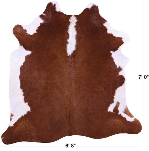 Brown & White Natural Cowhide Rug - X-Large 7' 0