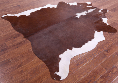 Brown & White Natural Cowhide Rug - XX-Large 7' 6