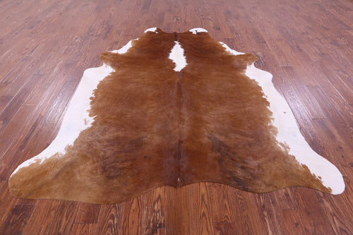 Brown & White Natural Cowhide Rug - XX-Large 7' 7