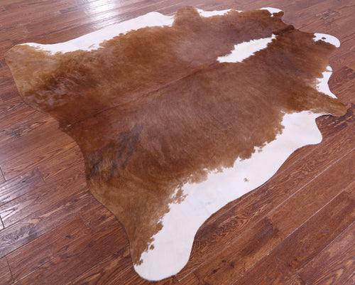 Brown & White Natural Cowhide Rug - XX-Large 7' 7