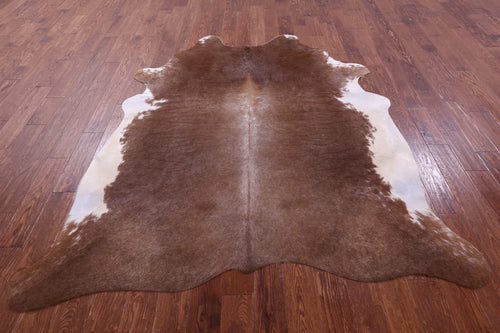 Brown & White Natural Cowhide Rug - XX-Large 7' 8