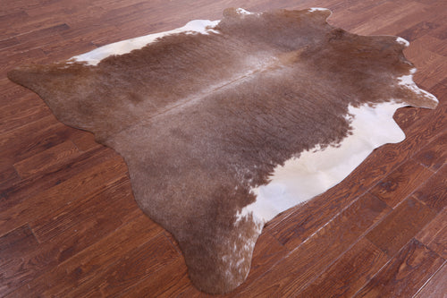 Brown & White Natural Cowhide Rug - XX-Large 7' 8