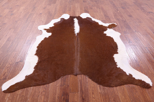 Brown & White Natural Cowhide Rug - X-Large 7' 2