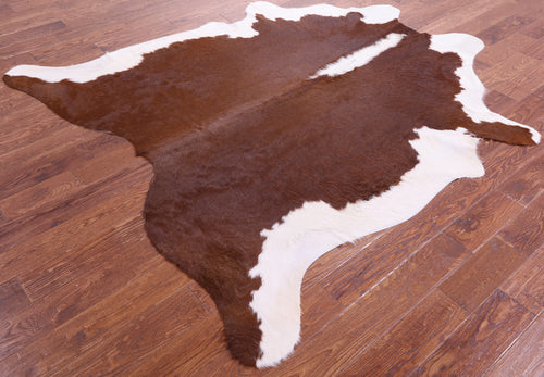 Brown & White Natural Cowhide Rug - X-Large 7' 2