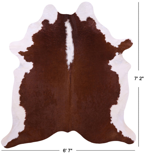 Brown & White Natural Cowhide Rug - X-Large 7' 2