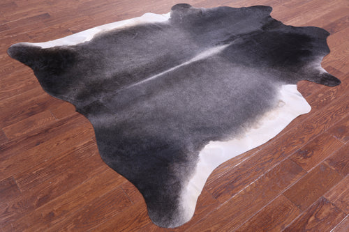 Grey & White Natural Cowhide Rug - XX-Large 7' 6