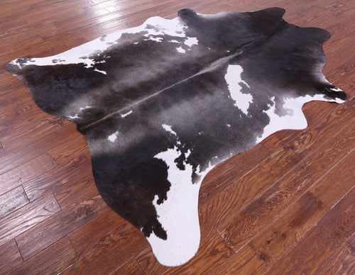 Grey & White Natural Cowhide Rug - XX-Large 7' 9