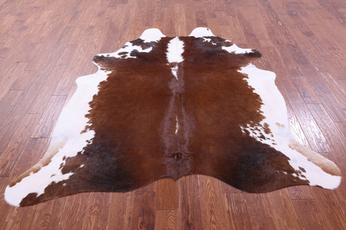 Brown & White Natural Cowhide Rug - X-Large 7' 2