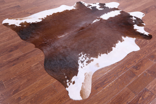 Brown & White Natural Cowhide Rug - X-Large 7' 2