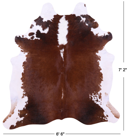 Brown & White Natural Cowhide Rug - X-Large 7' 2