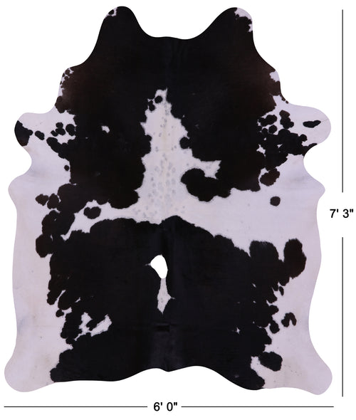 Black & White Natural Cowhide Rug - X-Large 7' 3