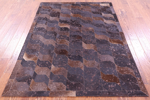 Brown Dyed Patchwork Natural Cowhide Rug - 6' 0