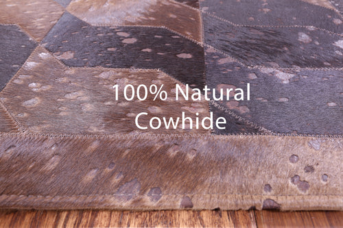 Brown Dyed Patchwork Natural Cowhide Rug - 6' 0
