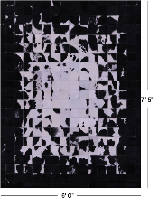 Black & White Patchwork Natural Cowhide Rug - 6' 0