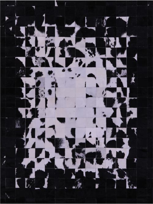 Black & White Patchwork Natural Cowhide Rug - 6' 0