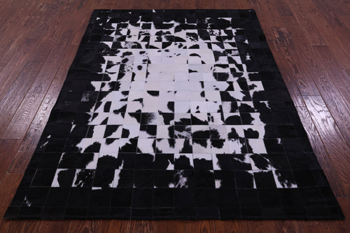 Black & White Patchwork Natural Cowhide Rug - 6' 0