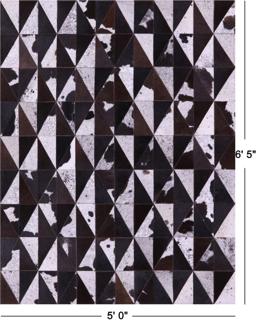 Brown Salt & Pepper Patchwork Natural Cowhide Rug - 5' 0