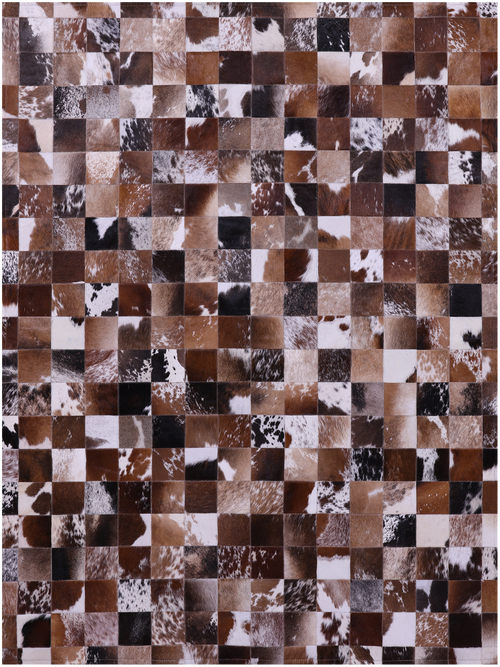Brown & White Patchwork Natural Cowhide Rug - 5' 0