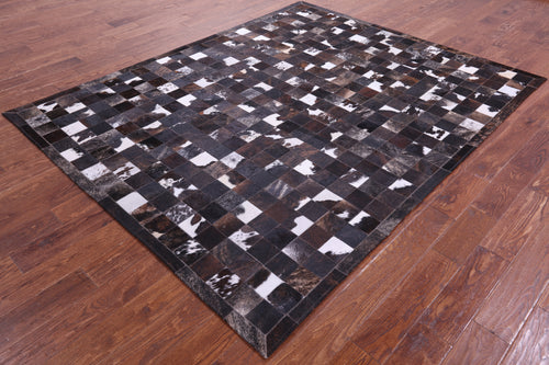 Brown & White Patchwork Brindle Natural Cowhide Rug - 6' 7