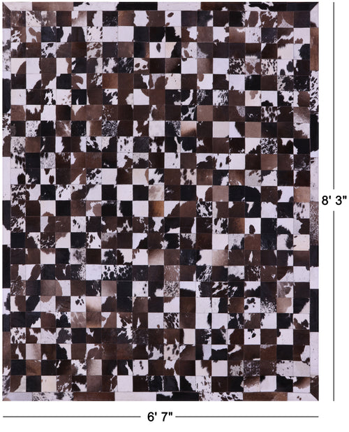Brown & White Patchwork Natural Cowhide Rug - 6' 7