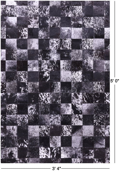 Black Salt & Pepper Patchwork Natural Cowhide Rug - 3' 4