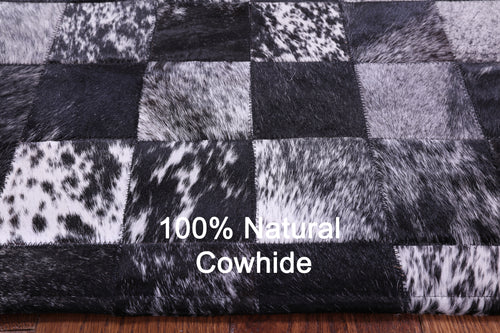 Black Salt & Pepper Patchwork Natural Cowhide Rug - 3' 4