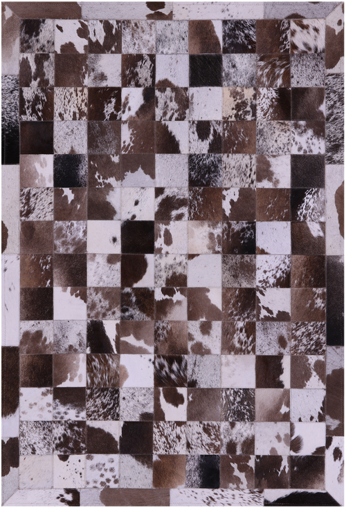 Brown & White Patchwork Natural Cowhide Rug - 3' 4