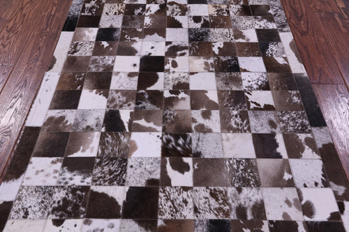 Brown & White Patchwork Natural Cowhide Rug - 3' 4