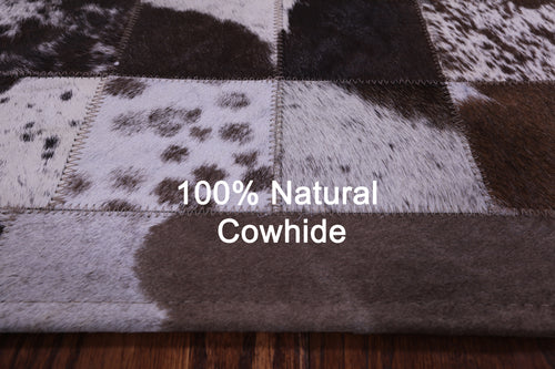 Brown & White Patchwork Natural Cowhide Rug - 3' 4