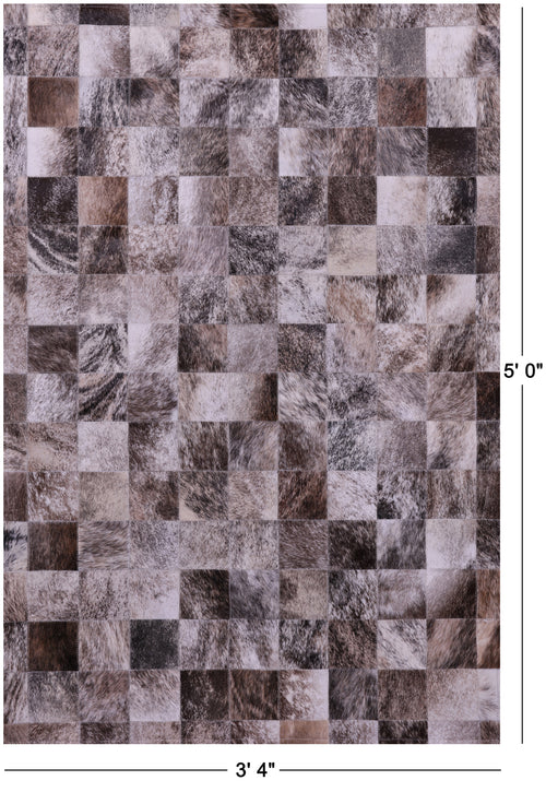 Brown Brindle Patchwork Natural Cowhide Rug - 3' 4