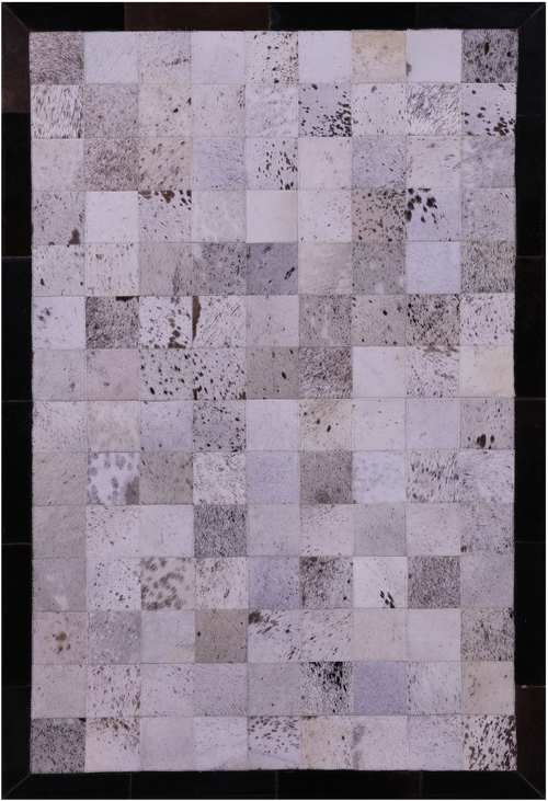 Salt & Pepper Patchwork Brown & White Natural Cowhide Rug - 3' 4
