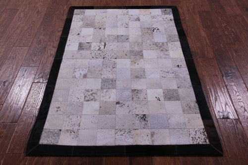 Salt & Pepper Patchwork Brown & White Natural Cowhide Rug - 3' 4