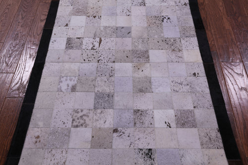 Salt & Pepper Patchwork Brown & White Natural Cowhide Rug - 3' 4