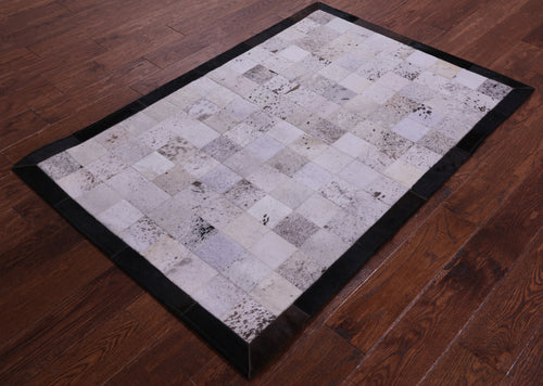 Salt & Pepper Patchwork Brown & White Natural Cowhide Rug - 3' 4